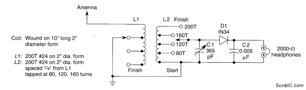 Old crystal radio circuit