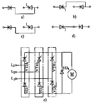 Thyristor-rectifier joint arm module three-phase half-controlled bridge rectifier circuit