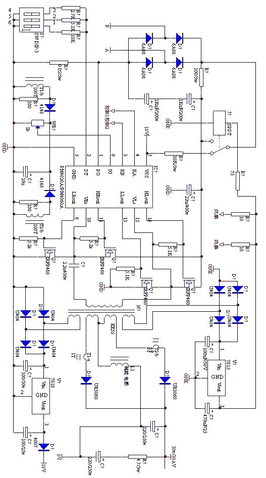 High power switching power supply circuit diagram (PM4020A)