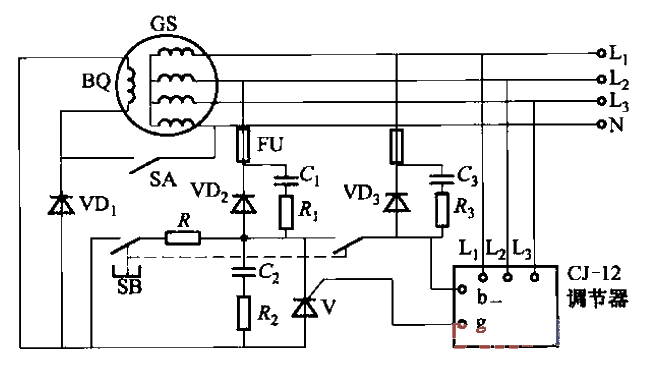 Add the third wiring diagram of CJ-12 excitation regulator