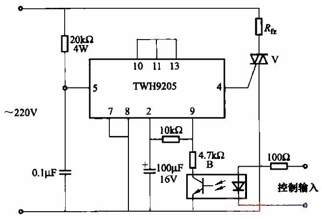 54. Zero-crossing<strong>relay circuit</strong> composed of TWH9205 type<strong>integrated<strong>circuit</strong></strong>.gif