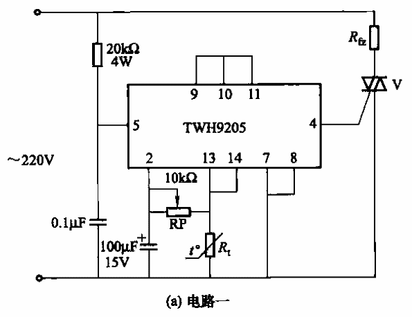 Automatic temperature control circuit a composed of TWH9205 integrated circuit