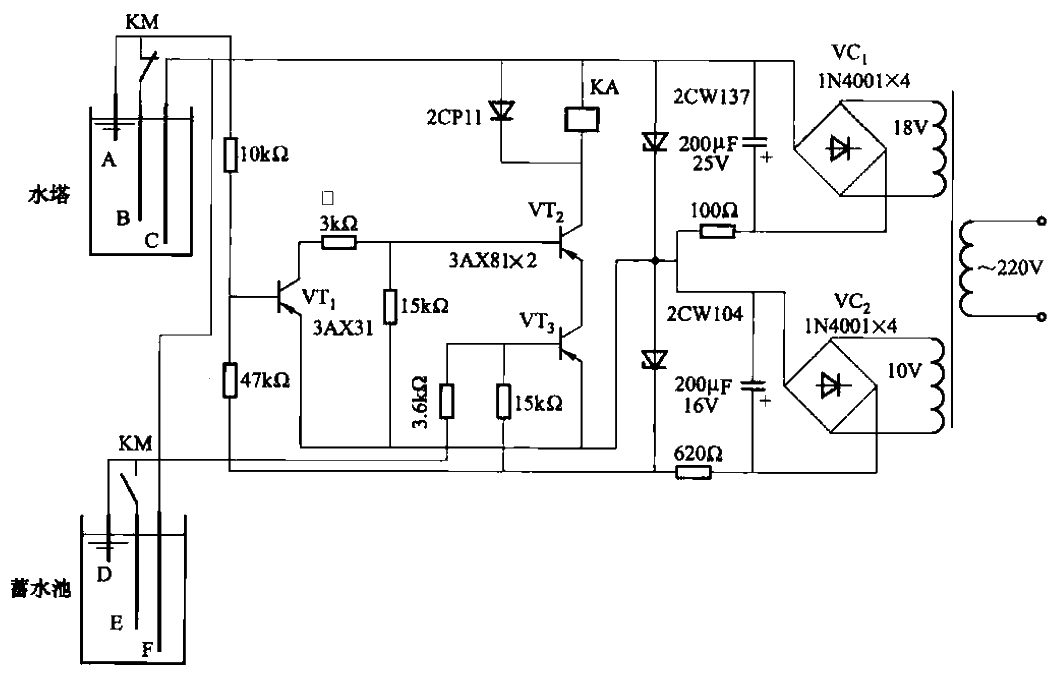 29. Automatic water supply<strong>Control circuit</strong>Part 3 for simultaneous monitoring of water tower and reservoir.gif