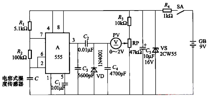 Grain moisture detection circuit