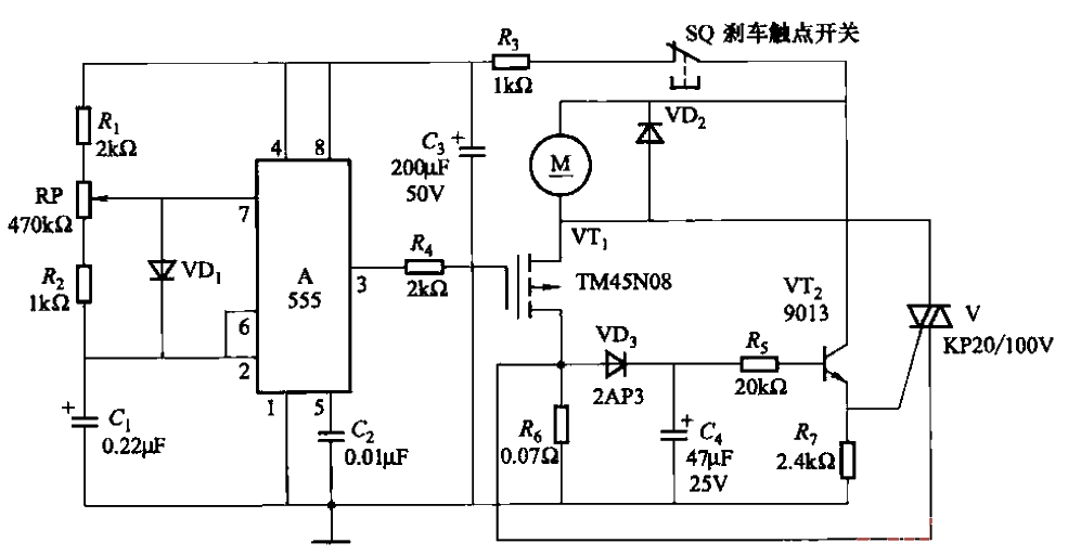 Electric bicycle stepless speed regulation circuit with overcurrent protection