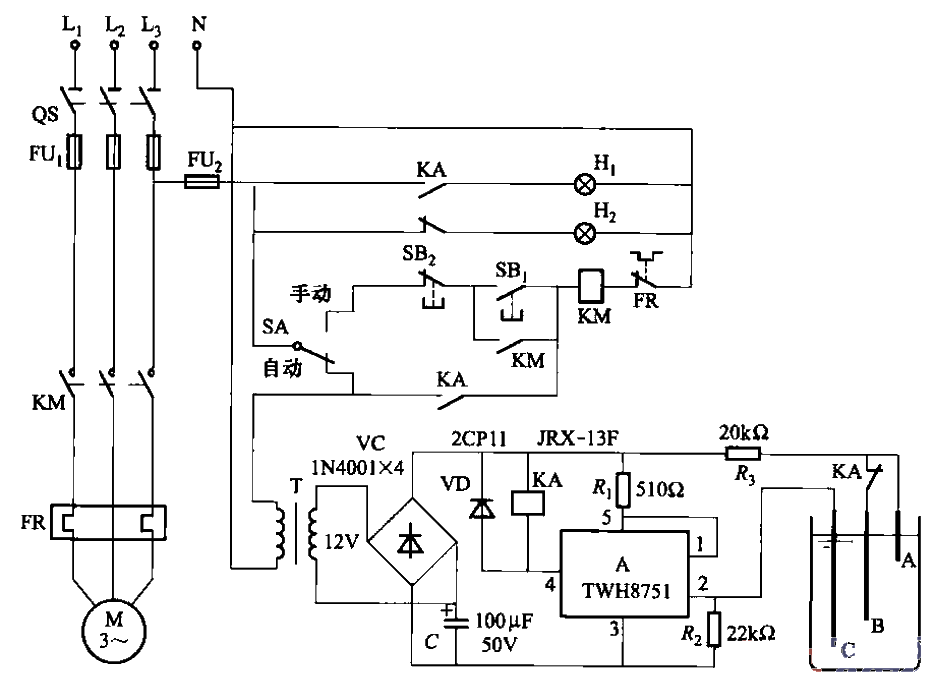 17. One of the liquid level automatic control circuits using <strong>power switch</strong><strong>integrated circuit</strong> (fill-in type).gif