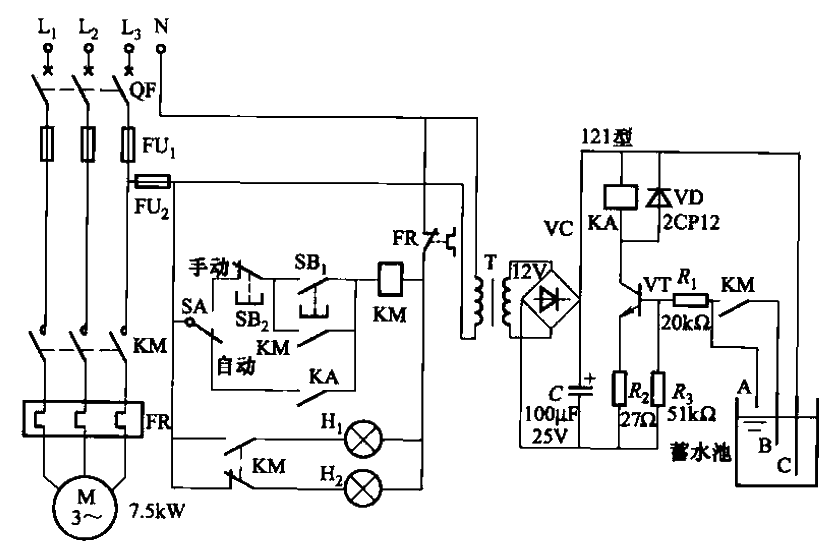 4.<strong>Transistor</strong> water level automatic control <strong>Circuit</strong> part 2 (withdrawable type).gif