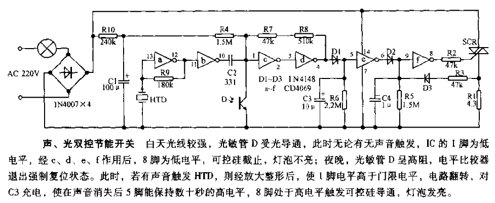 Sound and light dual control energy-saving switch