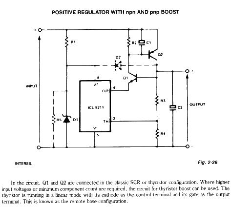 Positive regulator with NPN and PNP boost circuit