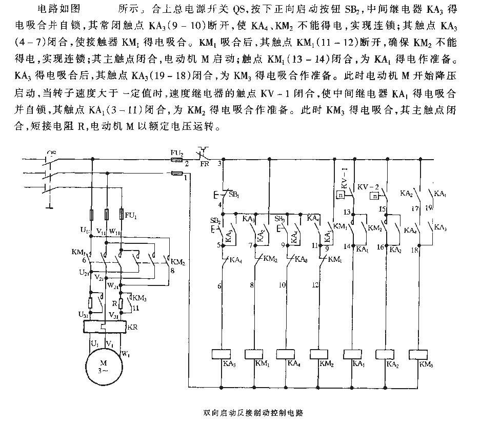 Bidirectional start reverse braking control circuit