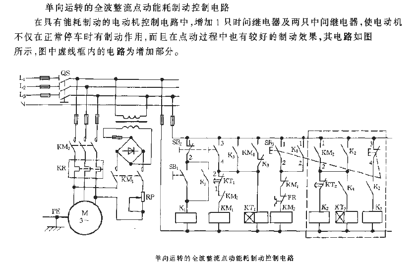 One-way operation full-wave rectification point dynamic energy consumption braking control circuit