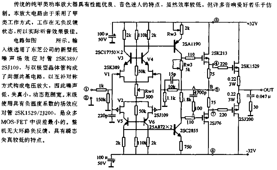 Pure Class A final stage without feedback<strong>power amplifier</strong> circuit.gif