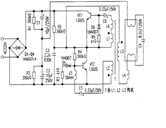 32W fluorescent lamp ballast circuit diagram