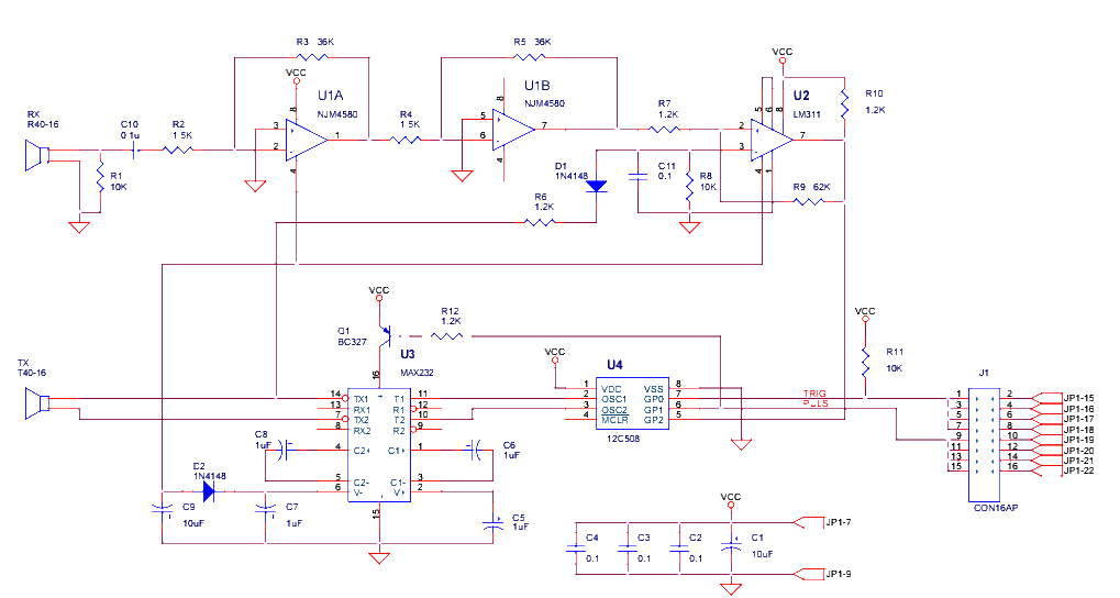 Ultrasonic ranging circuit diagram