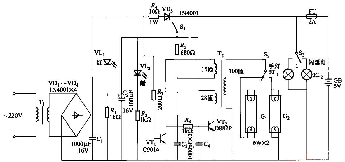 129.Double-tube emergency<strong>fluorescent lamp</strong><strong>circuit</strong>-5.gif