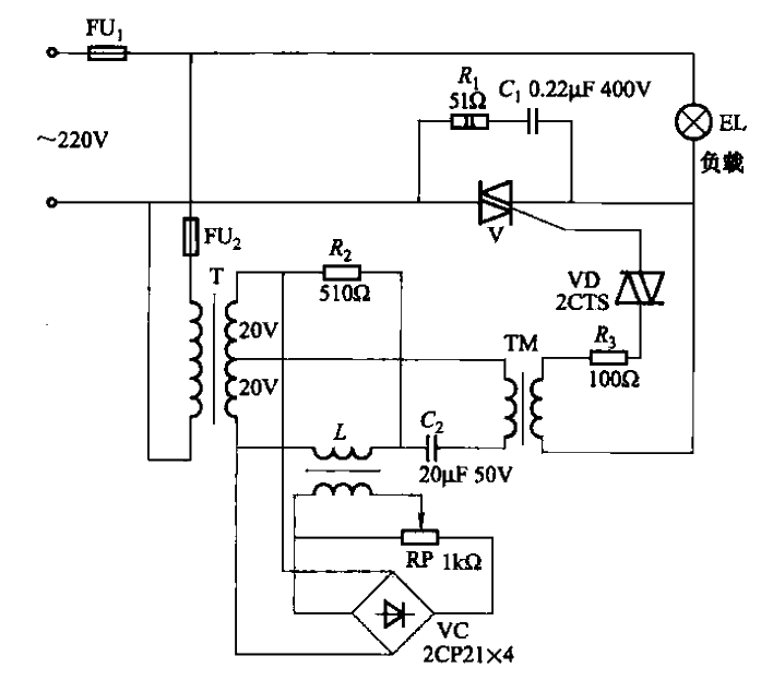 One of the stage thyristor dimming circuits