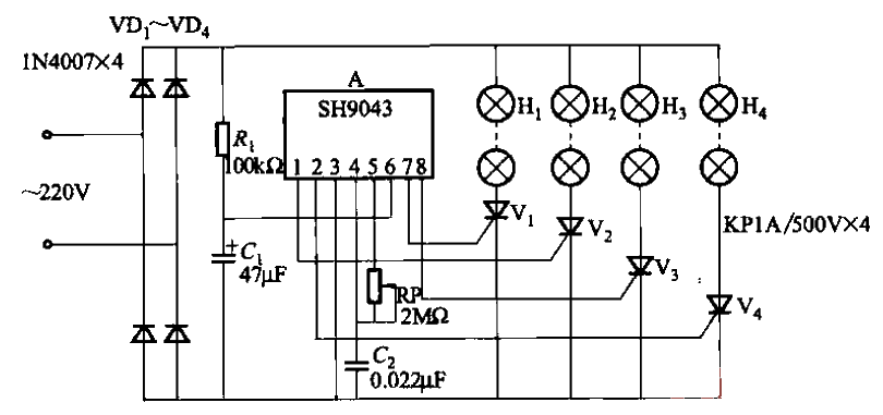 Circuit of Multiple Groups of Colored Lights Chain with Flashing Cycles Part 7