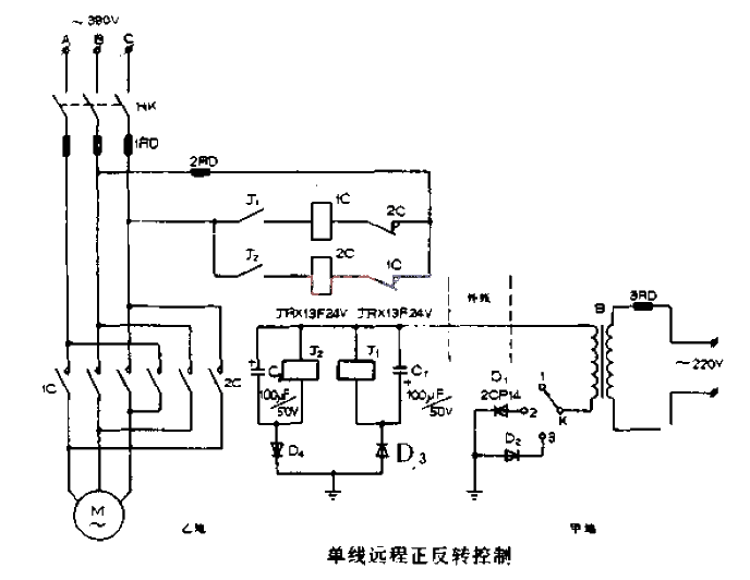 Single line remote and forward and reverse control