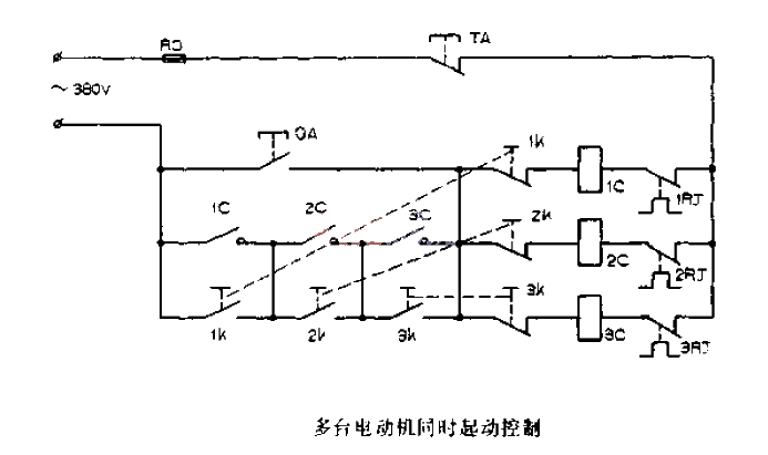 Multiple<strong>electric motors</strong> start simultaneously<strong>Control circuit diagram</strong>.gif