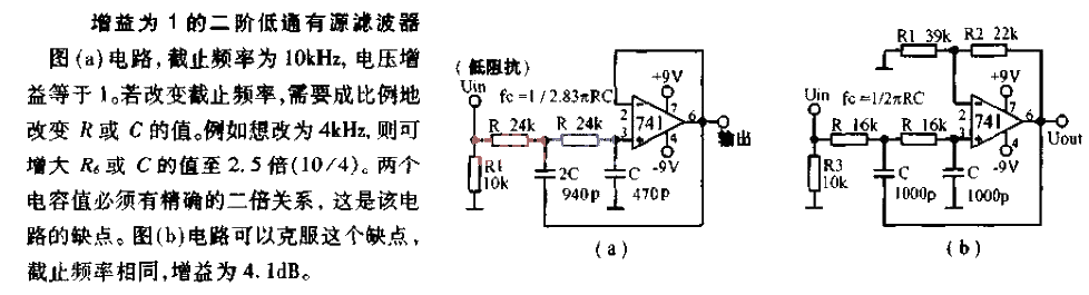 Second-order<strong>low-pass</strong><strong>active filter</strong> circuit with a gain of 1.gif