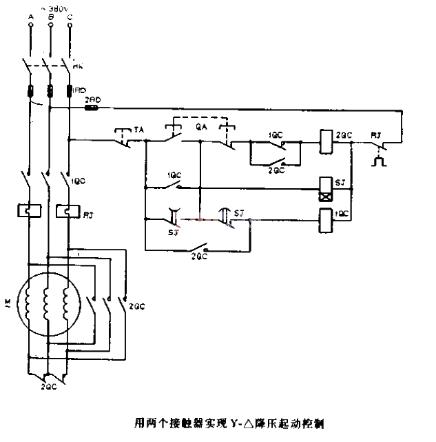 Use two contactors to realize Y-step-down starting control<strong></strong>.gif