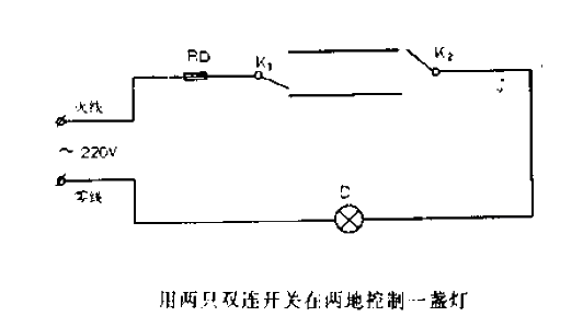 Use two double-connected<strong>switches</strong> to<strong>control</strong> a light in two places.gif