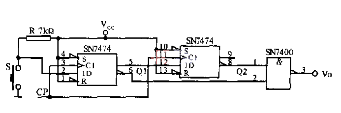 <strong>D flip-flop</strong> type<strong>Single pulse</strong> generator.gif