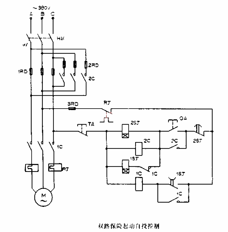 Dual-circuit insurance starting and automatic investment<strong>Control circuit diagram</strong>.gif