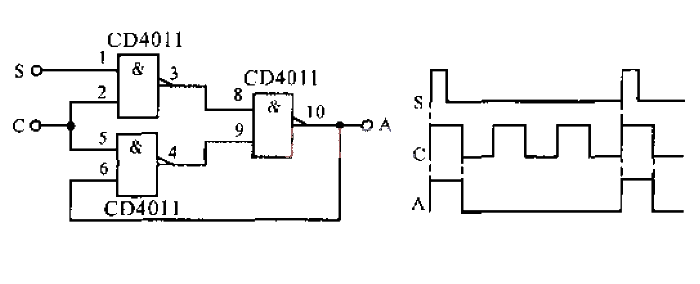 Pulse stretching circuit using a NAND gate