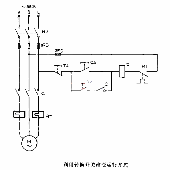 Circuit diagram for changing operating mode using transfer switch