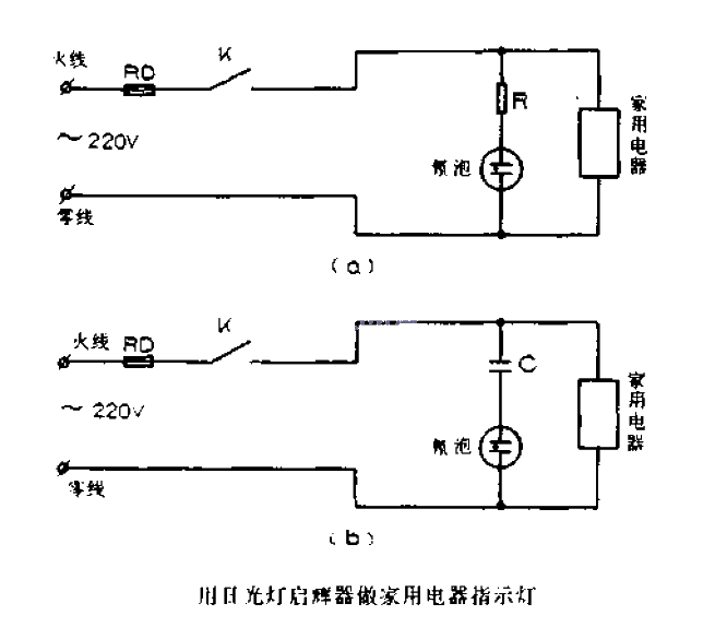 Use <strong>fluorescent lamp</strong> starter to make <strong>household appliances</strong><strong>indicator lamp</strong>.gif