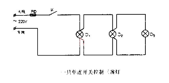 A single-connected<strong>switch controls</strong> three lights.gif