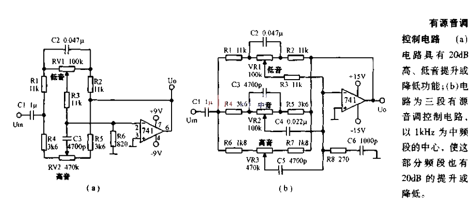 Active tone control circuit diagram