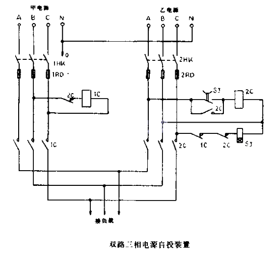 Dual<strong>Three-phase power supply</strong>Automatic switching device<strong>Circuit diagram</strong>.gif