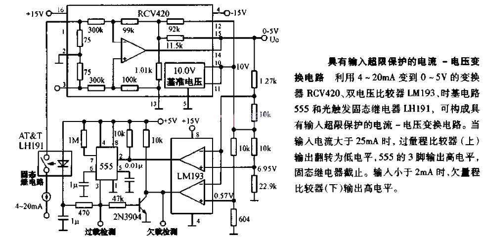 Current-voltage conversion circuit with input over-limit protection