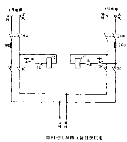 Single-phase<strong>Lighting</strong>Double-circuit mutual self-transfer power supply<strong>Circuit diagram</strong>.gif