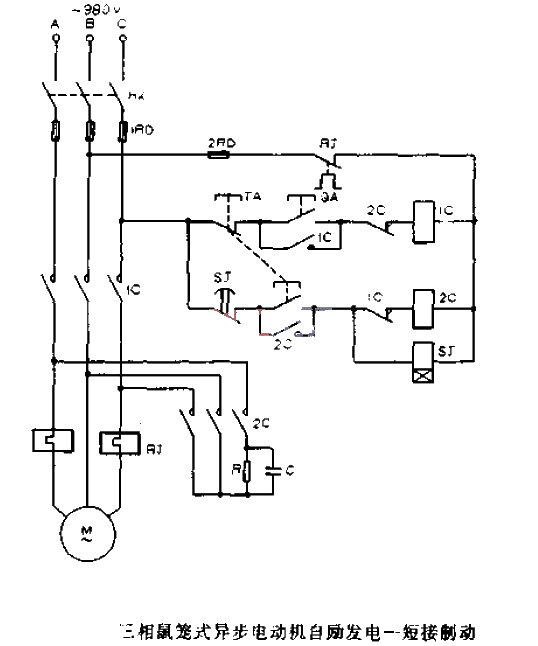 Three-phase squirrel-cage <strong>asynchronous motor</strong> self-excited power generation and short-circuit braking.gif