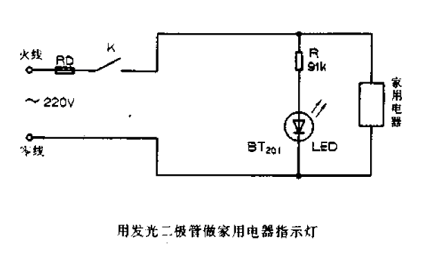 Use <strong>light-emitting diodes</strong> to make <strong>household appliances</strong><strong>indicator lights</strong>.gif