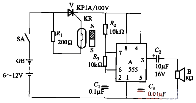 146. Disconnect type<strong>anti-theft alarm circuit using reed switch</strong>.gif