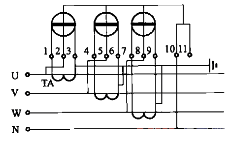 23.<strong>Three-phase four-wire</strong>Active <strong>Energy meter</strong> is connected to <strong>circuit</strong> through <strong>current transformer</strong> (2).gif