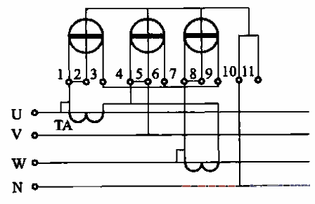 24. The <strong>three-phase four-wire</strong> active <strong>energy meter</strong> is connected to the <strong>circuit</strong> through two <strong>current transformers</strong>.gif