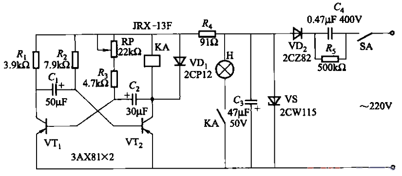 Flash signal light circuit 7