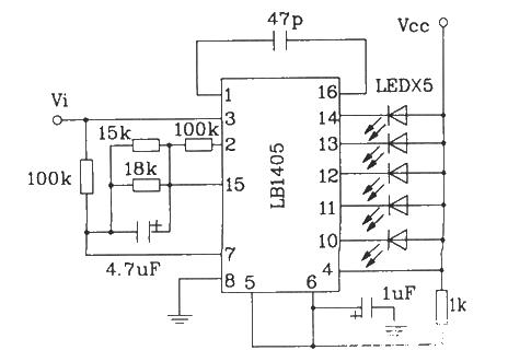 Five-digit LED level indication driver integrated circuit typical circuit