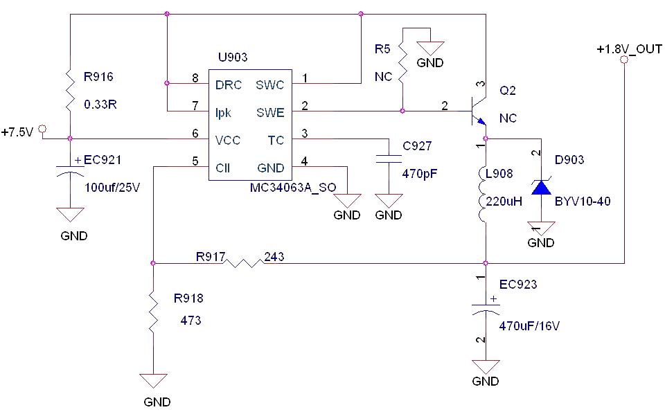 MC34063 step-down flow expansion design schematic diagram