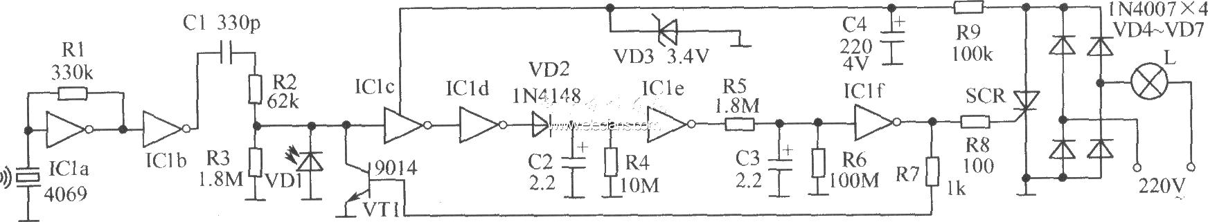 Light control switch circuit in incandescent lamp