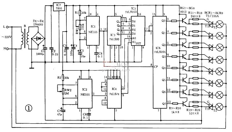 Four pattern lantern controller circuit