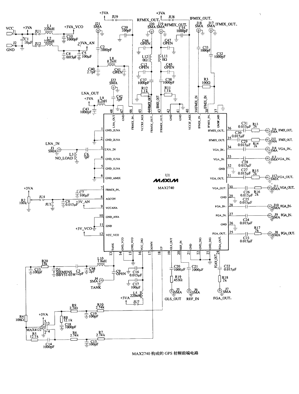 <strong>GPS</strong><strong>RF front-end</strong><strong>circuit diagram</strong> composed of MX2740