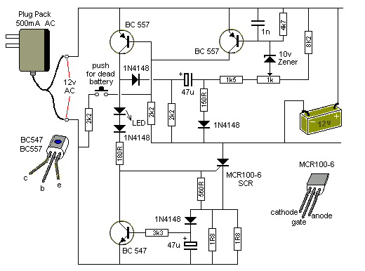 12V<strong>Thyristor</strong>Battery<strong>Charger Circuit</strong> Diagram